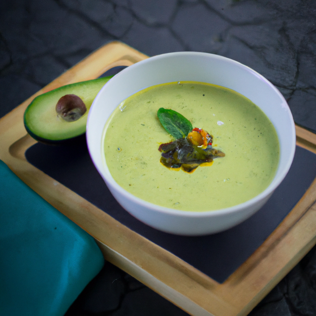 sopa verde fria de manzana, menta y aguacate